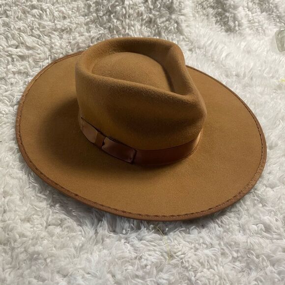 Ranchers 100% Wool Tan Felt Fedora Hat - Picture 1 of 10
